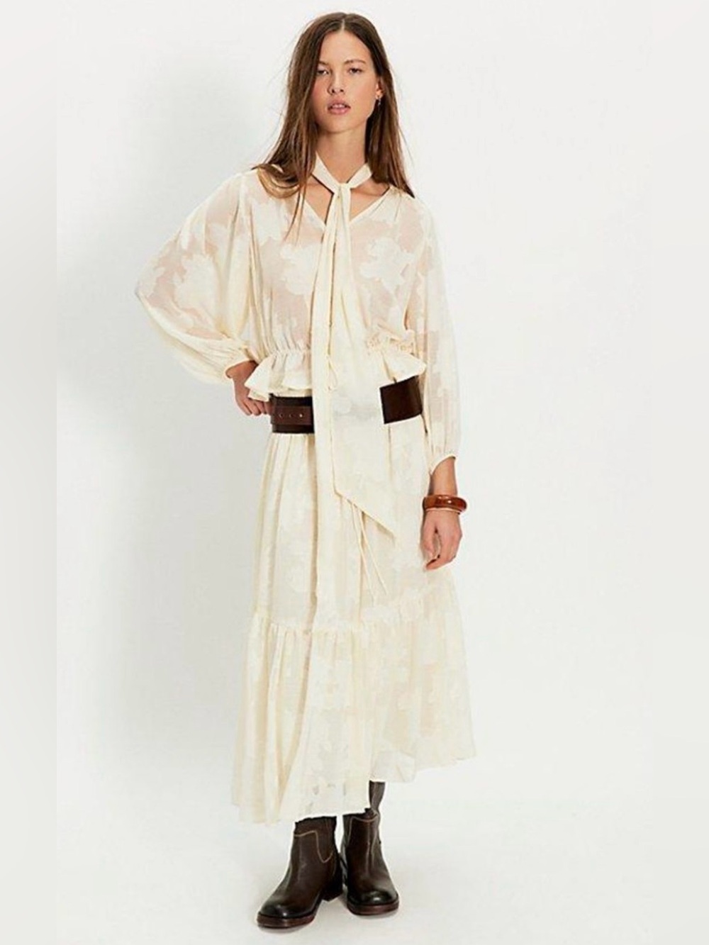 Free People on the horizon jacquard maxi skirt set size large NWT